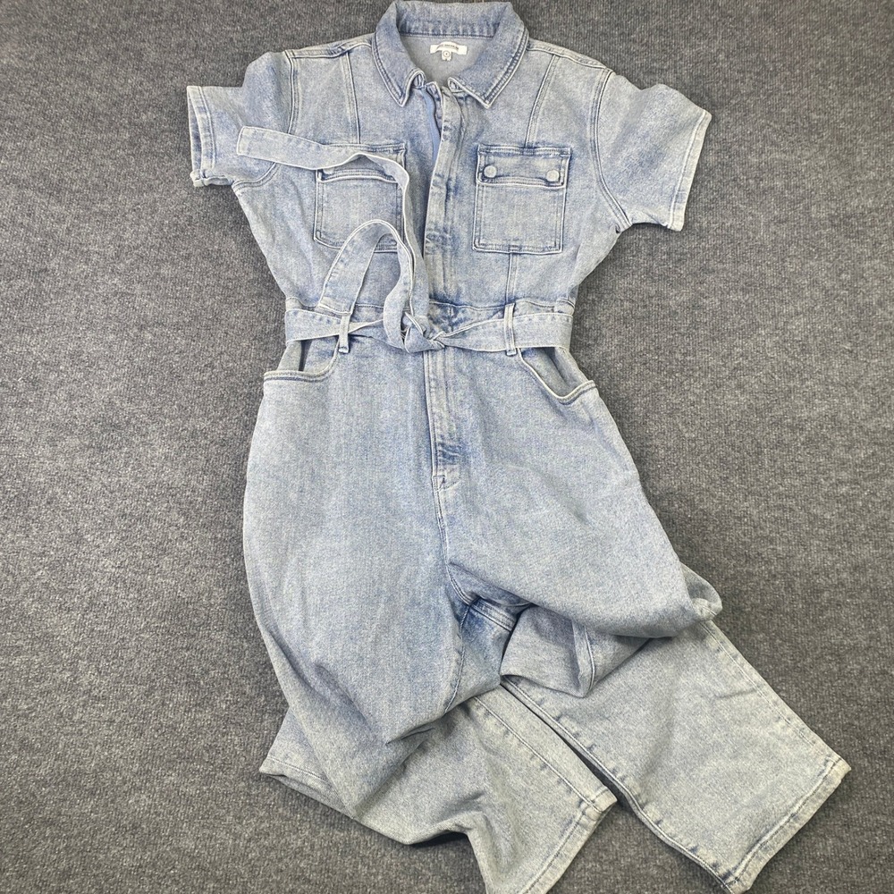 Good American Fit for Success Denim Jumpsuit Light Wash Blue GJSSS127S Size 4